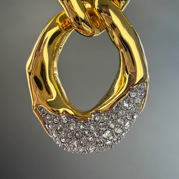 Alexis Bittar Womens Solanales Large 14K Gold Plated Crystal Link Drop Earrings - Picture 6 of 10